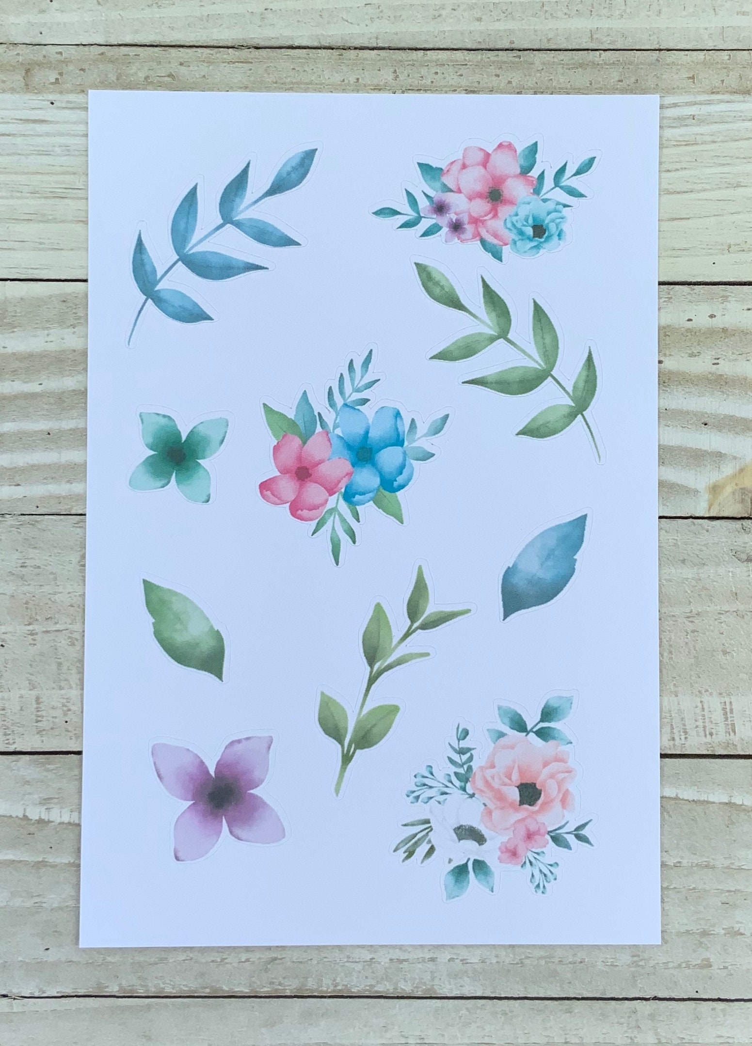 Watercolor Floral Sticker Sheet - Etsy