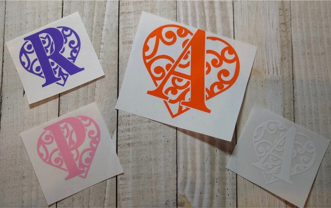 Custom Heart Monogram Decal - Etsy