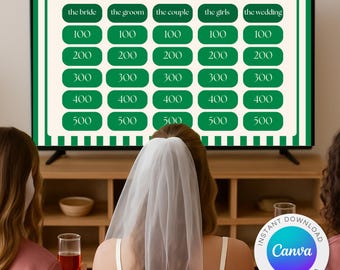 Jeopardy Bachelorette Party Game: Old Money Theme (Editable Canva Template)