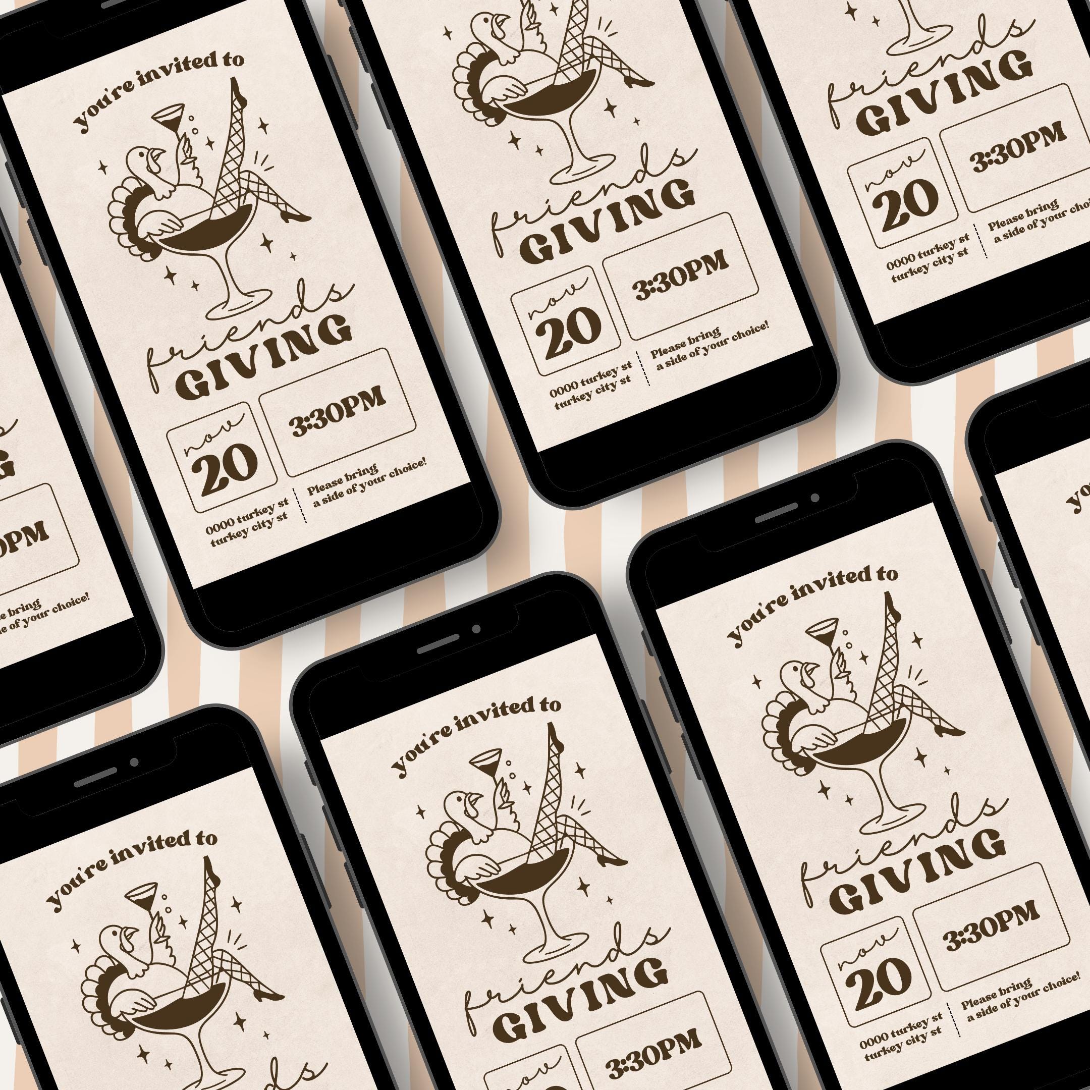 Friendsgiving Invitation Template | Editable Canva Invite | Funny ...