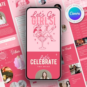 Let&#39;s Go Girls Itinerary Template – Rodeo Western Nashville Austin Weekend Planner Interactive Schedule and RSVP Form Canva Website WE22