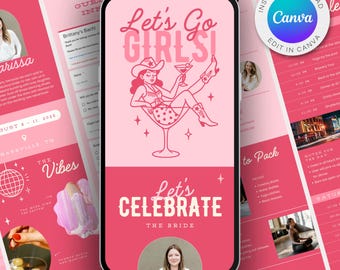 Western Bachelorette Itinerary Template: Nashville, Austin, Rodeo (Canva Website)