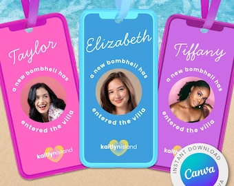 Tropical Bachelorette Party Name Tags: Island Theme (Canva Template Digital Download)