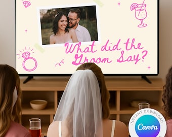 Bachelorette Drinking Game: What Did the Groom Say? - Editable Canva Template (Digital Download)