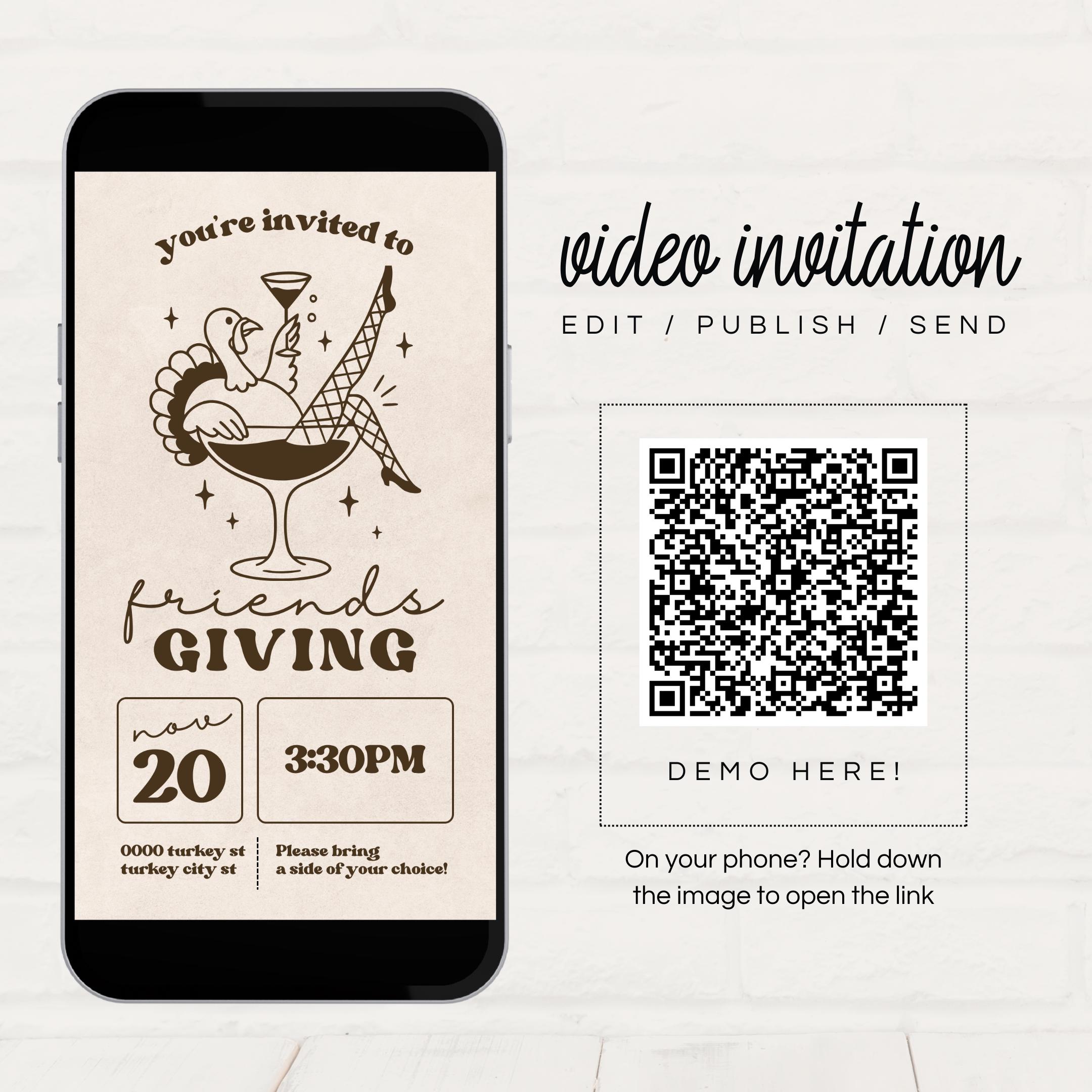 Friendsgiving Invitation Template | Editable Canva Invite | Funny ...