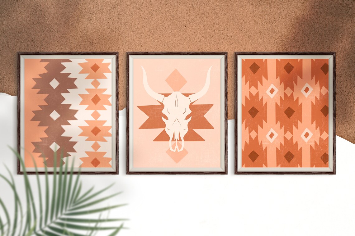 Western Boho Minimalistic Wall Print Home Decor Set Printable | Etsy