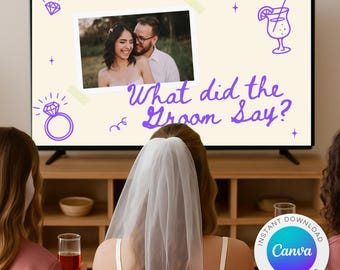 Bachelorette Drinking Game: What Did the Groom Say? - Editable Canva Template (Digital Download)