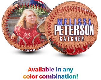 Custom Photo Softball | Custom & Made to Order | Dirtball Design | Great for Senior Night, Coach Gifts, Team Gifts, Stocking Stuffers