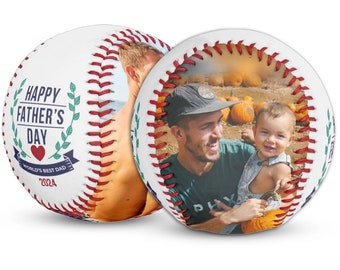 Baseball photo personnalisé | Conception d'emblème | Baseball pour la fête des pères | Cadeaux de baseball pour papa | Cadeaux pour les amateurs de baseball