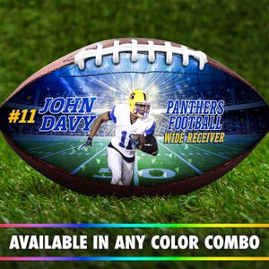 Custom Photo Football | Burst Design | Great for Senior Night, Coach Gifts, Team Gifts | Football Gift Ideas | Gifts for Football Lovers