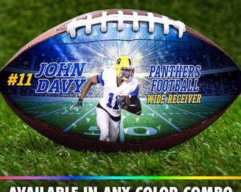 Custom Photo Football | Burst Design | Great for Senior Night, Coach Gifts, Team Gifts | Football Gift Ideas | Gifts for Football Lovers