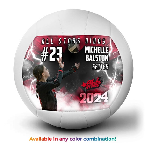 Custom Photo Volleyball | Thunderstorm Design | Great for Senior Night, Coach Gifts, Team Gifts | Volleyball Gift Ideas