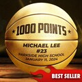 1000 Points/Rebounds Custom Gold Basketballs | Official Size | Personalized with Your Text! Award Ceremonies, Banquets, Senior Nights!