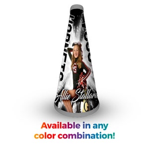 Custom Photo Megaphone | Starburst Design | Great for Senior Night, Coach Gifts, Team Gifts | Cheer Gift Ideas | Gift for Cheerleaders