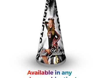 Custom Photo Megaphone | Starburst Design | Great for Senior Night, Coach Gifts, Team Gifts | Cheer Gift Ideas | Gift for Cheerleaders