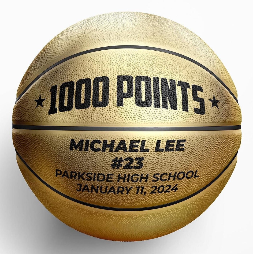 1000 Points/rebounds Custom Gold Basketballs Official Size Personalized With Your Text Award