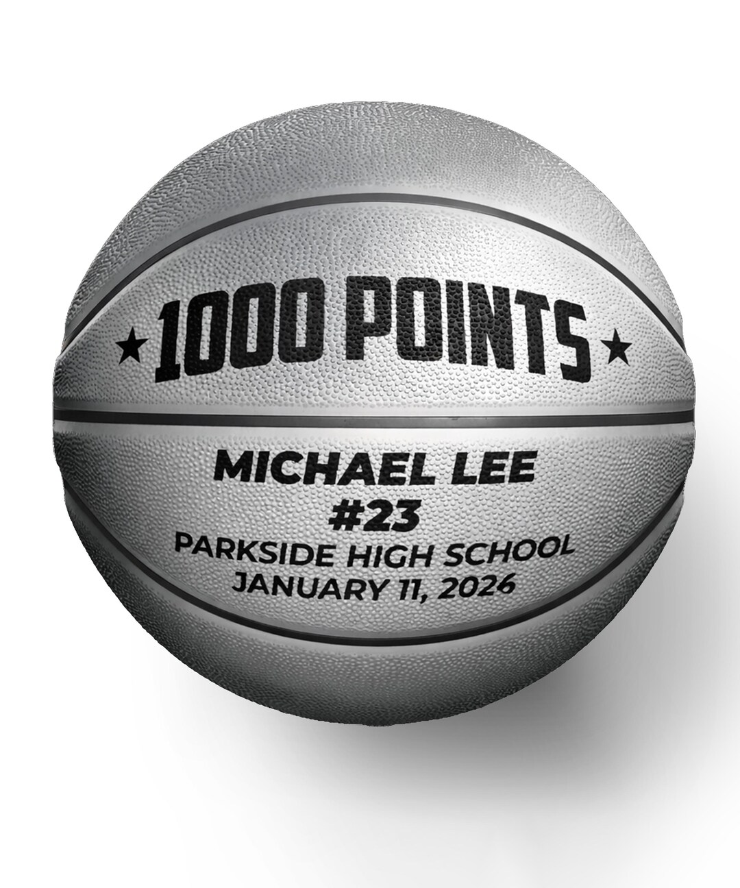 Personalized SILVER Metallic Basketball | 1000 Points/rebounds ...