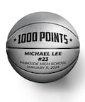 Personalized SILVER metallic Basketball | 1000 Points/Rebounds, Official Size