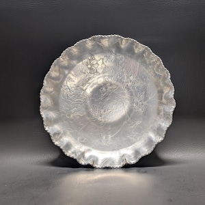 Vintage Hammered Aluminum Serving Tray Hostess Gift Idea