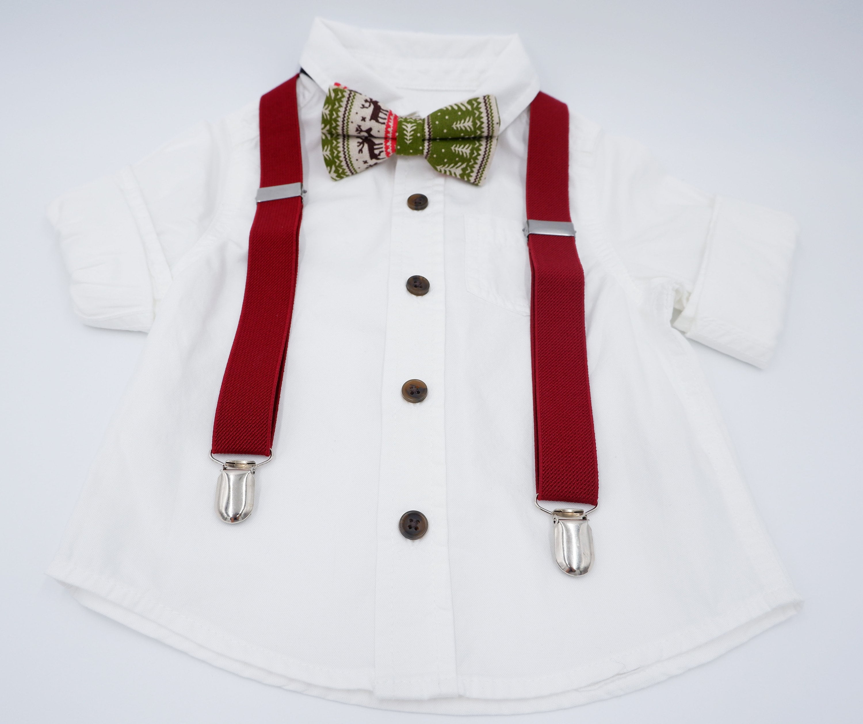 Red Suspenders Set and Bow Tie Christmas for Kids Toddlers Etsy