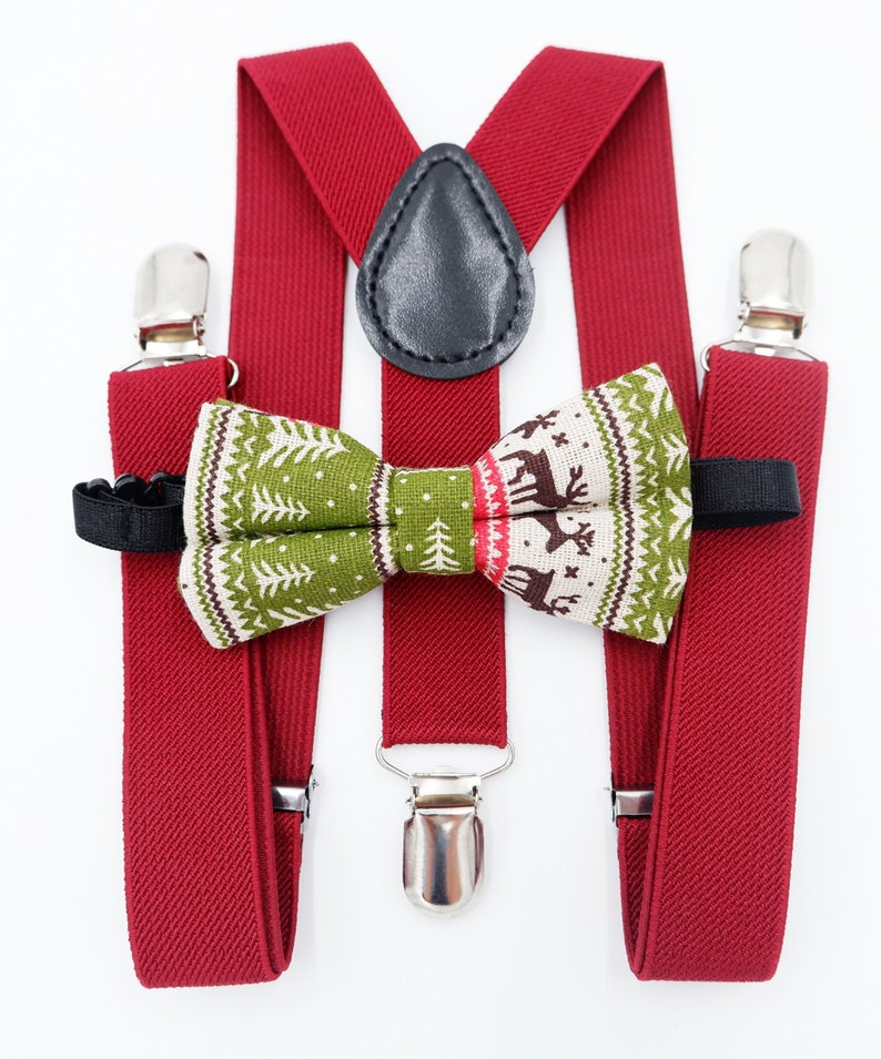 Red Suspenders Set and Bow Tie Christmas for Kids Toddlers Etsy