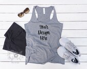 Tank Top Mockup, Bella Canvas Grey Tank Mock-up, Gray Shirt Mock Up, Instant Digital Download Template Jpeg