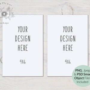 4x6 Card Mockup PSD Smart Object, Front Back Card Mock Up, Side By Side Card Mock-up, Jpeg PNG Instant Digital Download Template