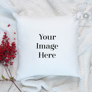Pillow Mockup, White pillow mockup for lifestyle stock photography, square pillow mock up jpeg digital download