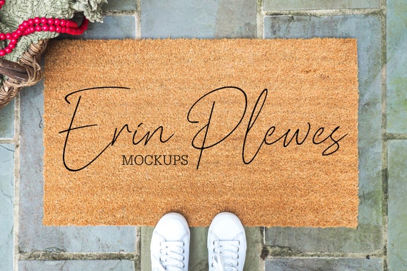 Coir Doormat Mockup, Rug Mock Up Flatlay, Farmhouse Style Mock-up