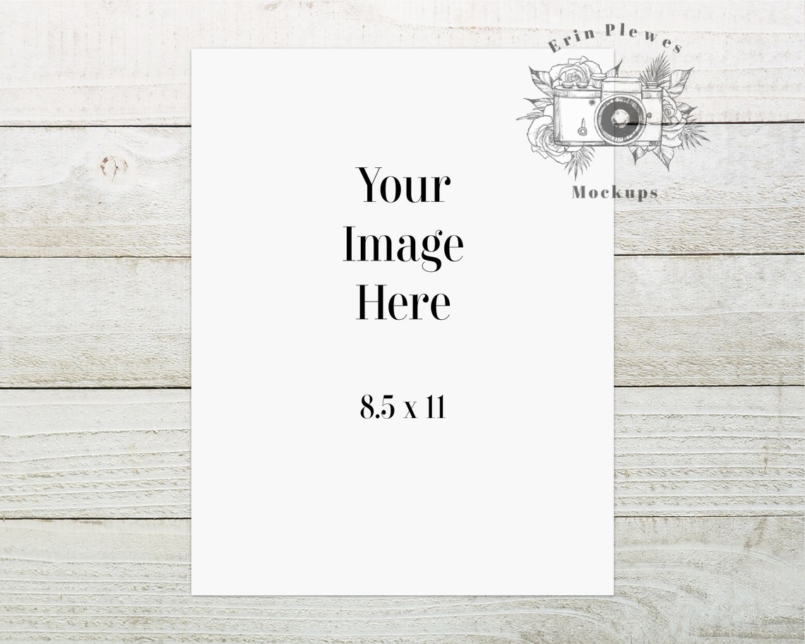 Poster Mockup 8.5 x 11 Paper Mock Up 8.5x11 on Shiplap