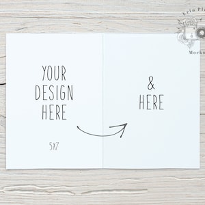 5 x 7 Karte Mockup innen, Grußkarte vorne und hinten Mock-up für rustikale Hochzeit, Innenkarte Stock Foto, Jpeg Instant Digital Download