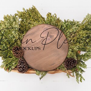 Wood Round Sign Mockup, Farmhouse Sign Mock-up, Frame Mockup Flatlay, Styled Product Stock Photography