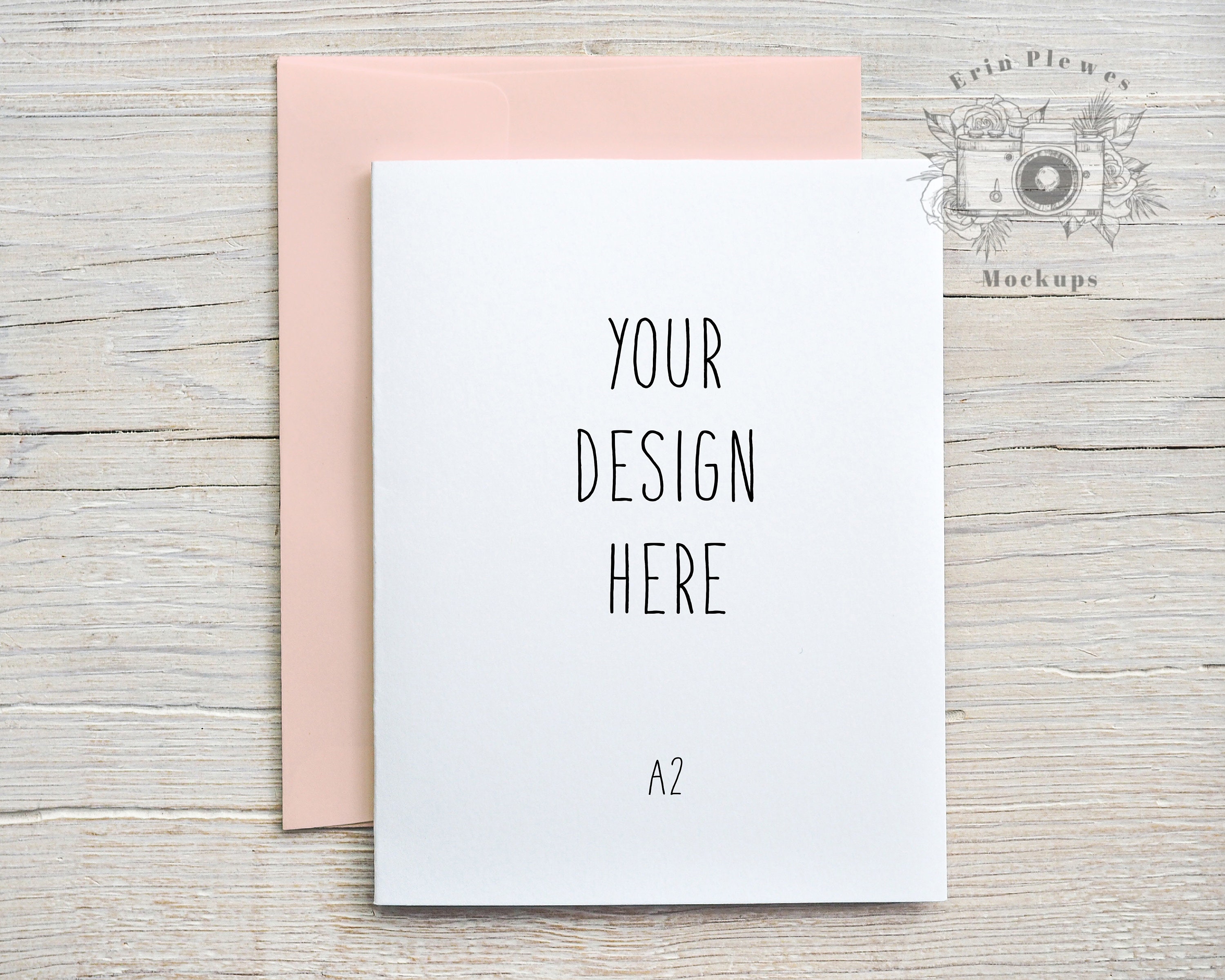 Download A2 Greeting card mockup with pink envelope Thank you card ...