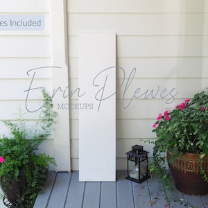 Wood Sign Mockup, White Sign Mock Up 12&quot; x 48&quot;, Large Wood Frame Mock-up 1&#39; x 4&#39;,  Vertical Yard Sign Mockup