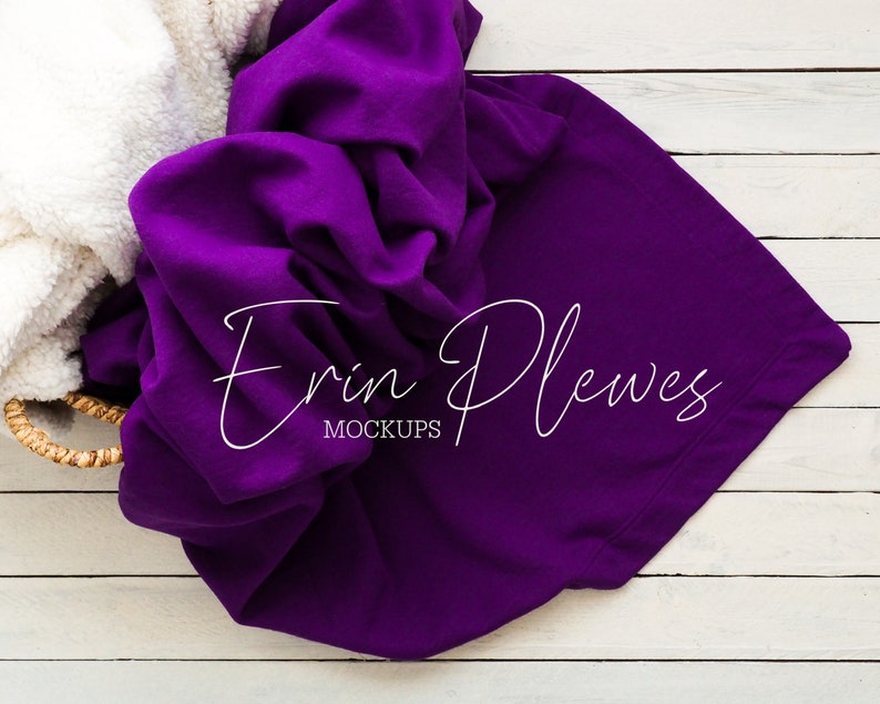 Download Stadium Blanket Mockup Purple Gildan blanket mock-up in a | Etsy