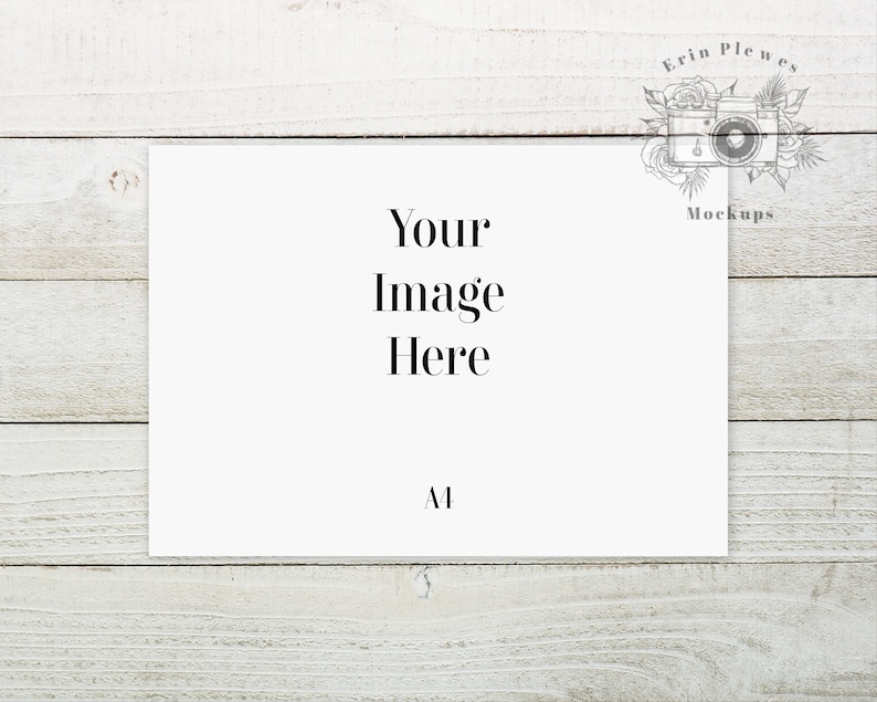 May include: A white card mockup on a white wood background. The card has the text "Your Image Here" and "AI" printed on it.
