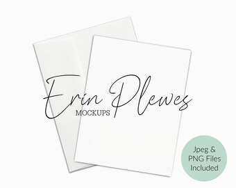 White Card Mockup, A2 Greeting card mock-up with white envelope, Minimalist card stock photo, Jpeg PNG Instant Digital Download