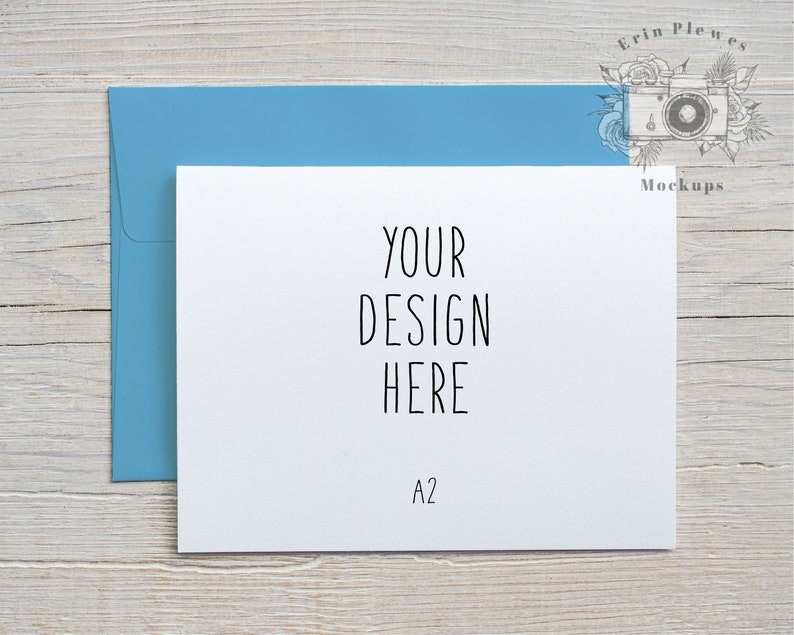Download Greeting Cards Paper Thank You Card And Envelope Mock Up Birthday Card Mock Up Jpeg Instant Digital Download A2 Card Mockup With Bright Blue Envelope