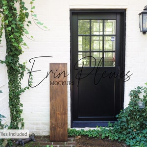 Wood Sign Mockup 1ft x 4ft, Front Porch Sign Mock Up, Rustic Brown Wood Frame Mock-up 12&quot; x 48&quot;, Farmhouse Style Template Jpeg