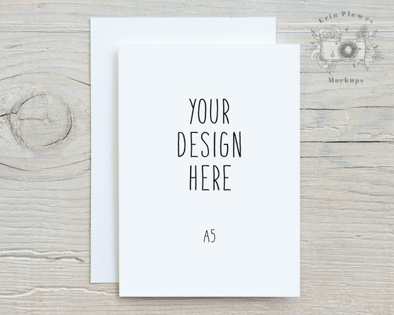 A5 Greeting card mockup with white envelope, Thank you card mock-up for rustic wedding and lifestyle photo, Jpeg Instant Digital Download