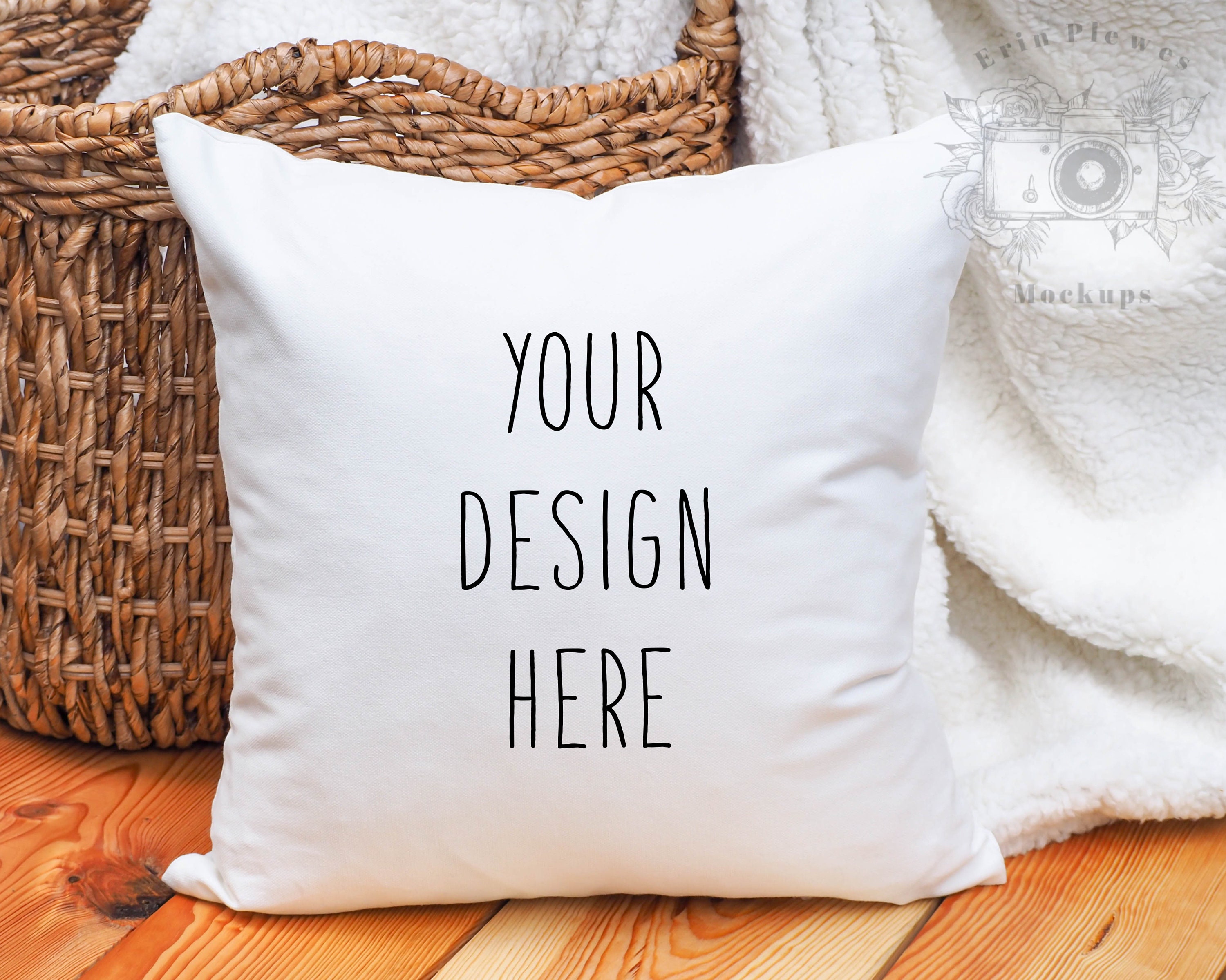 Pillow Mockup Square Pillow Mockup With Rustic Wood Etsy