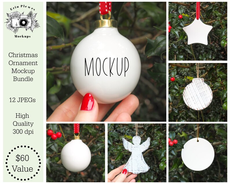 Download Ornament Mockup Bundle Christmas ornament mock up set of 12 | Etsy