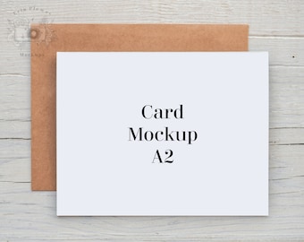 Greeting card mockup, Invitation mock-up for rustic wedding thank you A2 card lifestyle stock photo, Jpeg Instant Digital Download