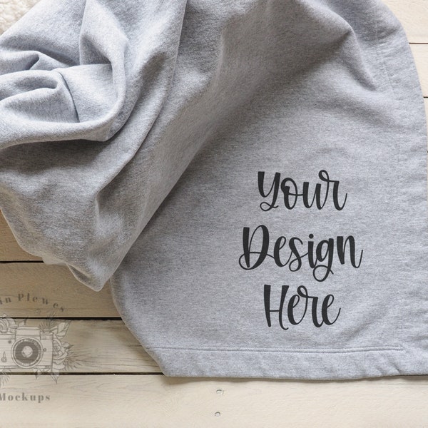 Blanket Mockup, Gildan fleece blanket mockup in a basket for lifestyle stock photography, Stadium blanket mock up template