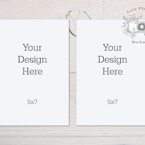 Kaart Mockup 5 x 7, wenskaart Set Mock Up, Front Back briefpapier Mock Ups, dubbele kaart Suite Stock Foto, Jpeg Instant Digitale Download