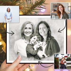 Add Loved One to Photo, Family Portrait From Photos, Combine Photos, Custom Christmas Gift Printable, Memorial Gift for Dad Mom