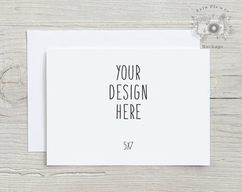 5x7 Greeting card mockup, Thank you card mock-up with white envelope for rustic wedding and lifestyle photo, Jpeg Instant Digital Download
