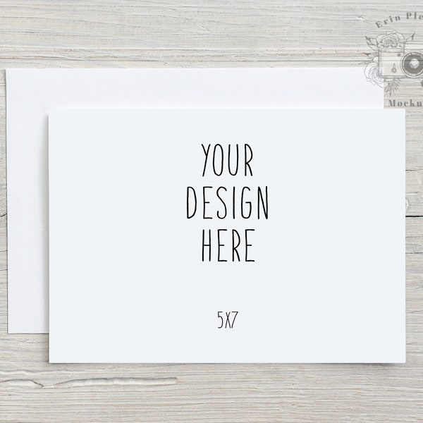 5x7 Greeting card mockup, Thank you card mock-up with white envelope for rustic wedding and lifestyle photo, Jpeg Instant Digital Download