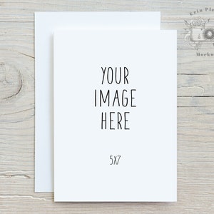 5x7 Biglietto d'auguri mockup con busta bianca, biglietto di ringraziamento mock-up per matrimonio rustico e stile di vita foto, Jpeg Instant Digital Download