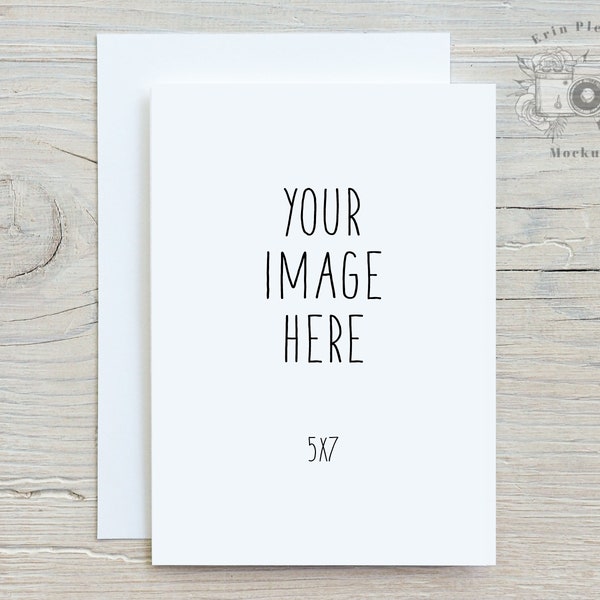 5x7 Greeting card mockup with white envelope, Thank you card mock-up for rustic wedding and lifestyle photo, Jpeg Instant Digital Download